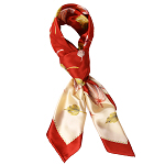 Seidentuch, Damentuch Seide, 105x105cm, rot, creme